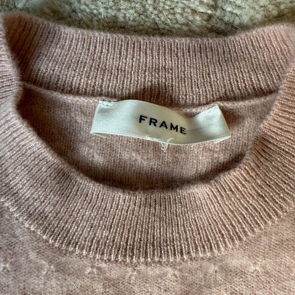 Frame Ruched Sleeve Cashmere Wool Sweater In  Pink | Womens Size Small - Picture 4 of 4